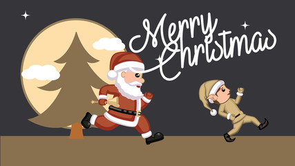 Santa Playing with Kid Elf