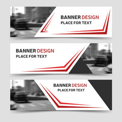 Set of red and gray horizontal business banner templates.