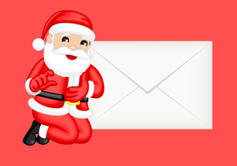 Santa with Newsletter Vector Concept
