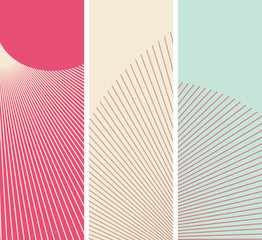bookmarks with graphic spread of straight lines in pink and blue