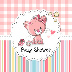 Baby Shower Greeting Card with Kitten