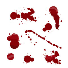 Set of various blood or paint splatters in halloween day on whit