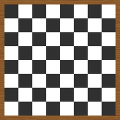 Empty chess board. Wooden chess board. Vector illustration