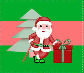 Santa Claus Standing with Gift Box