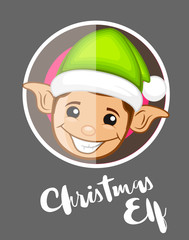 Happy Elf Face Christmas Greeting Card