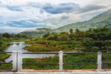 Fototapeta na wymiar Nature in Khiriwong Village, The Best Ozone Area Nakhon Sri Thammarat, in Thailand .