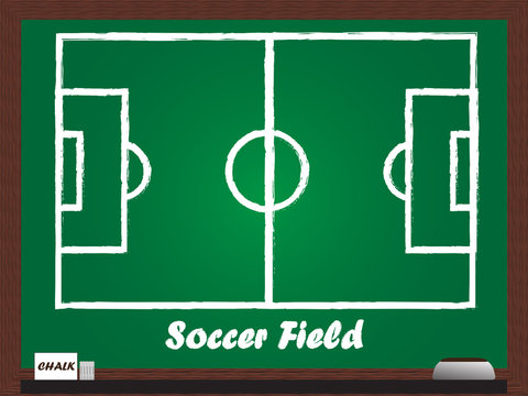 Blackboard with soccer field. Vector illustration design eps10.