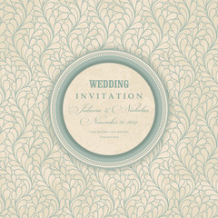 Greeting Card with abstract style green and beige 