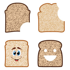 vector collection of white and brown bread slices