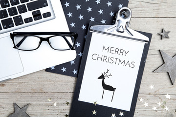 Business Office Workplace with Christmas Decoration
