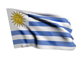Oriental Republic of Uruguay flag waving