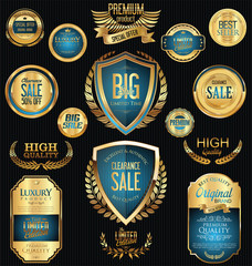 Golden sale badges and labels retro vintage collection