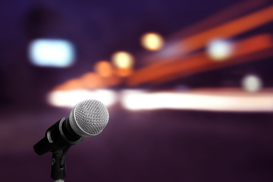 Microphone on stage background 