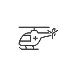 Air Ambulance symbol. helicopter line icon, outline vector logo illustration, linear pictogram isolated on white