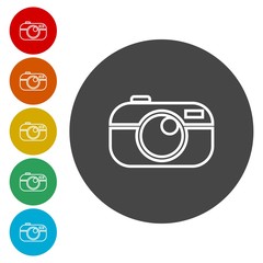 Photo camera silhouette with circle
