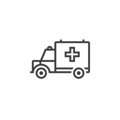 Ambulance symbol. Medical Vehicle line icon, outline vector logo illustration, linear pictogram isolated on white
