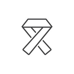 HIV, AIDS symbol. ribbon line icon, outline vector logo illustration, linear pictogram isolated on white