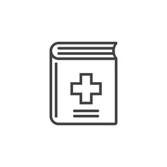 Obraz premium Medical records book line icon, outline vector logo illustration, linear pictogram isolated on white