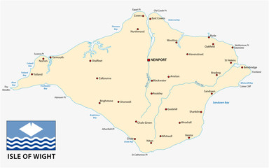 isle of wight map with flag