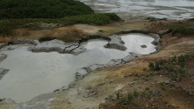 Mud pots in the caldera Uzon