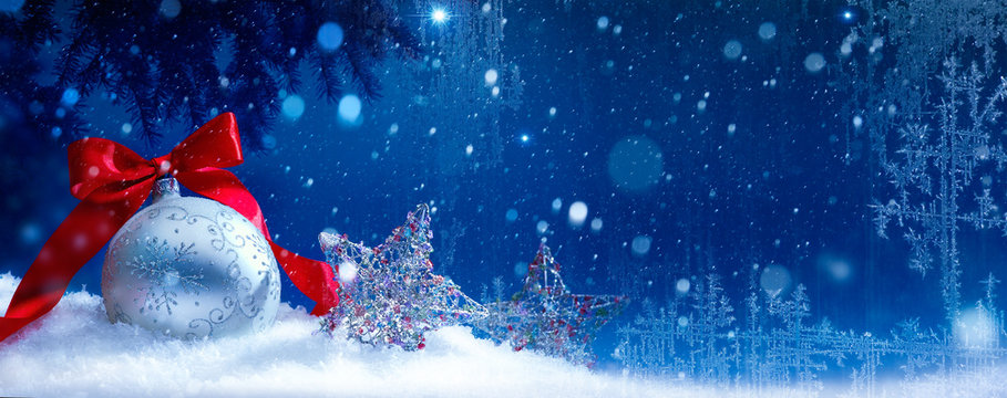 Art Blue Snow Christmas Background