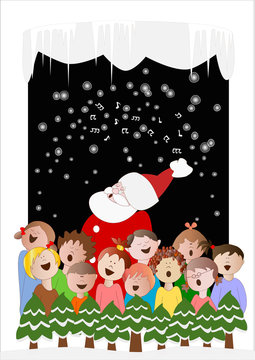 coro con Babbo Natale
