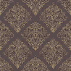 Damask vector classic golden pattern. Seamless abstract background with repeating elements