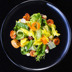 salad with fried shrimps