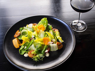salad with fried shrimps