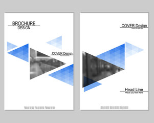 Vector brochure cover templates with blurred shop. Business brochure cover design. EPS 10. Mesh background.