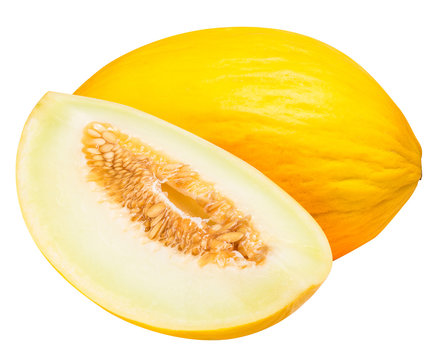 Set of yellow melon isolated on white background