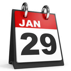 January 29. Calendar on white background.