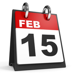 Fototapeta premium February 15. Calendar on white background.