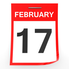 February 17. Calendar on white background.