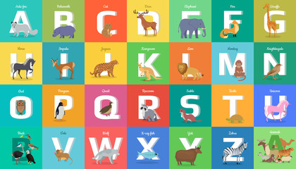 Animals Alphabet. Letter from A to Z