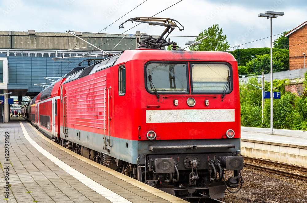 Wall mural Regional express train at Lubeck Main Station