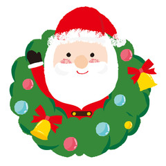クリスマスリースとサンタ