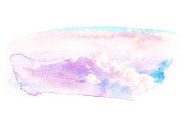 Watercolor illustration of sky with cloud.