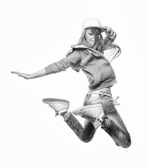 Hip hop dancer jumping high in the air