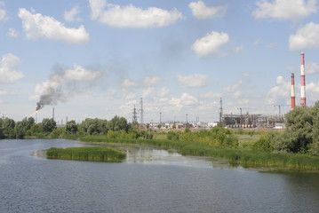 Fototapeta premium refinery near lake