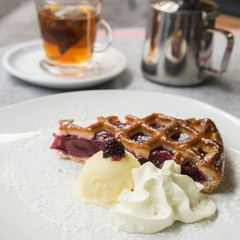 Cherry pie and hot tea