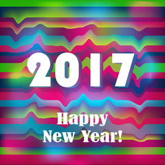 Happy New 2017 Year on striped, zigzag pattern. Vector illustration