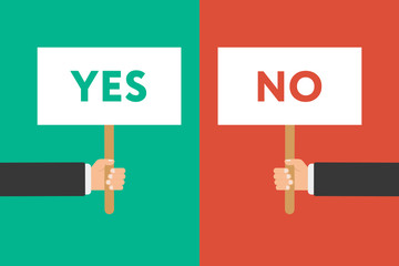 Set of hands holding different signs.