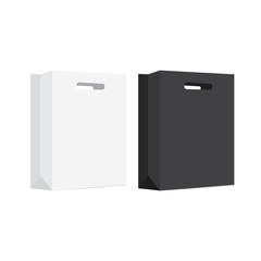 Empty Shopping Bag White and Black Set for advertising and branding. MockUp Package.