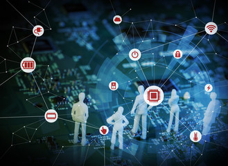 electronics and people conceptual abstract