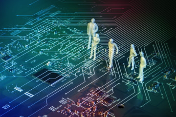 electronics and people, technological abstract
