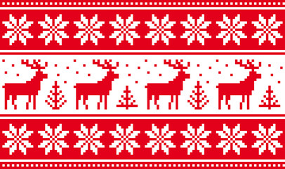 Seamless pattern with deers and nordic stars