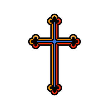 Colorful religious Christian cross crucifix design. Vector illustration.