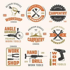 Work Tools Retro Style Emblems