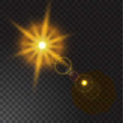 The sun in the blue sky.